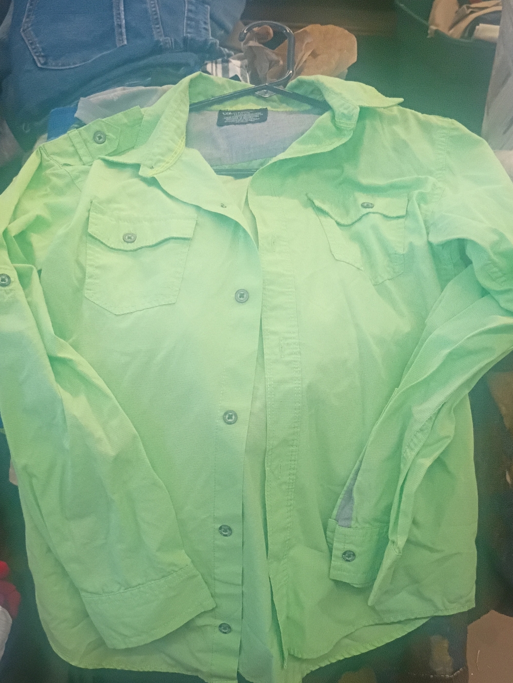 Calvin Klein Jeans Neon Green Casual Button-Down Shirt